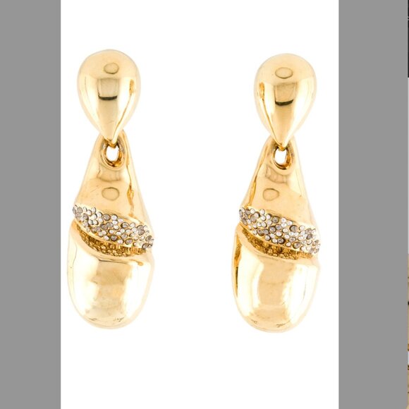 Alexis Bittar Gold Crystal Pave clip on earrings - Picture 6 of 6